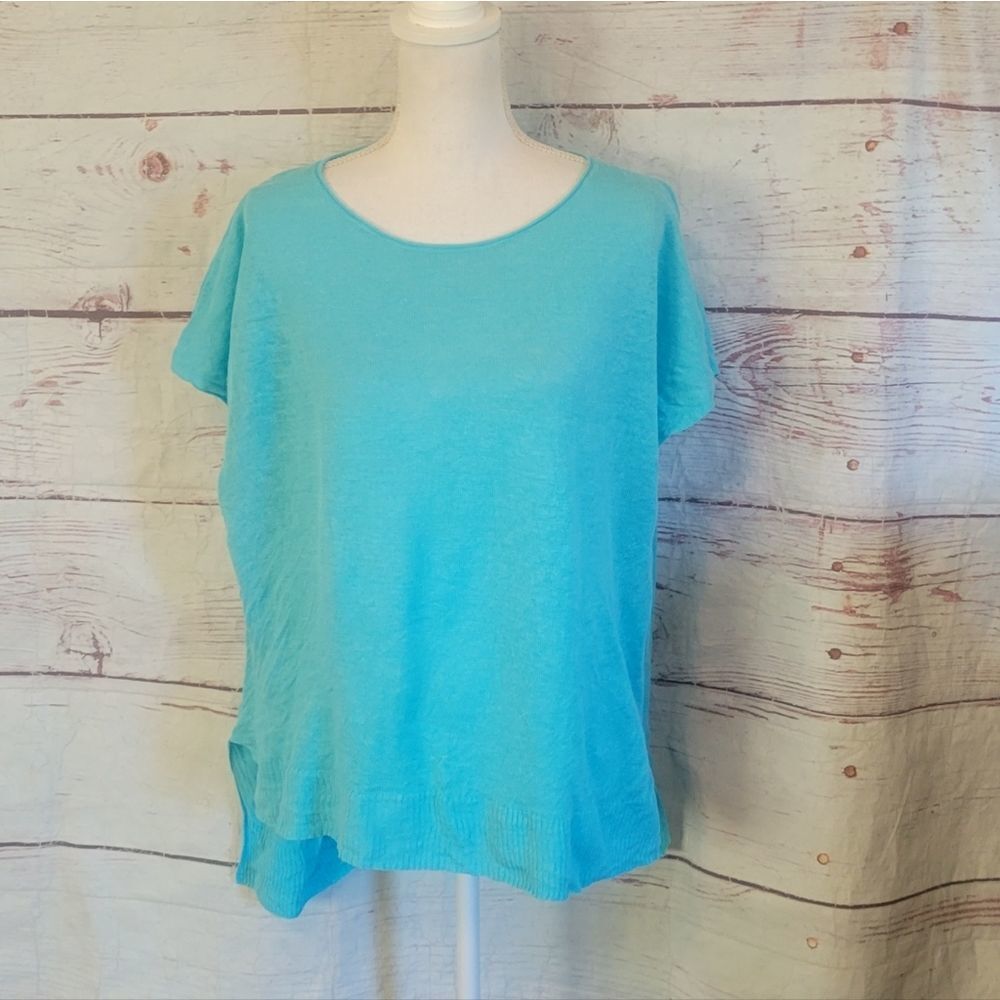 Eileen Fisher‎ Linen Asymmetrical Hem Top Size Small